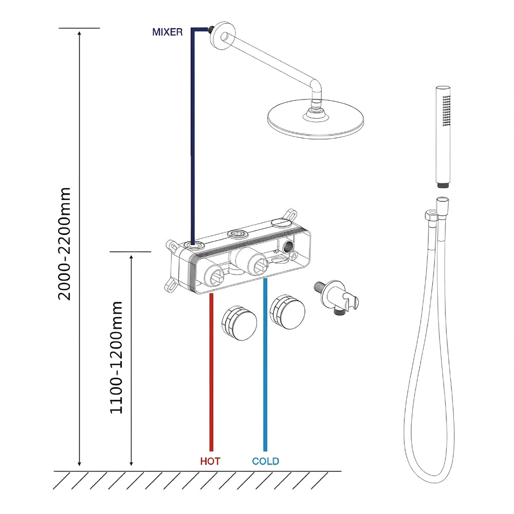 Colonne de Douche Encastrée Minimaliste en Laiton