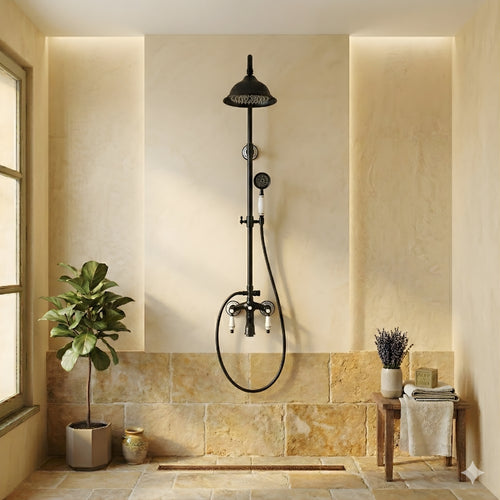 Colonne de Douche Murale Bronze Noir – 3 Fonctions