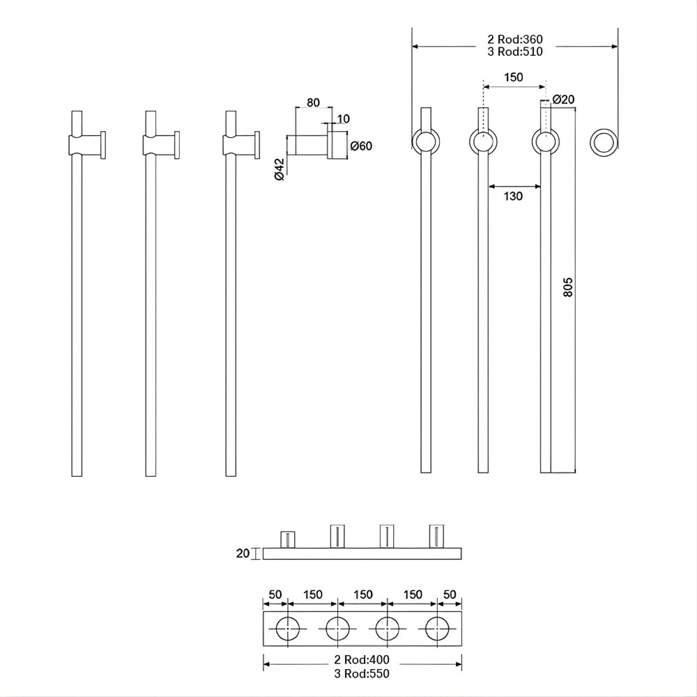 Sèche-Serviette Électrique Intelligent Mural avec Contrôle Tactile