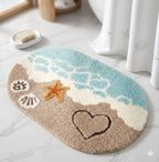 Tapis de Douche Motif Océan Antidérapant et Absorbant
