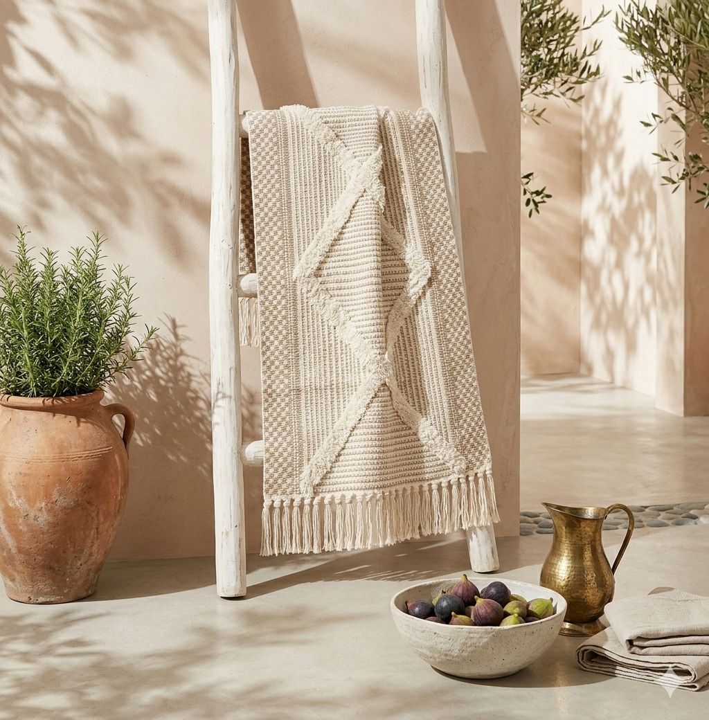 Tapis Géométrique à Franges Style Nordique