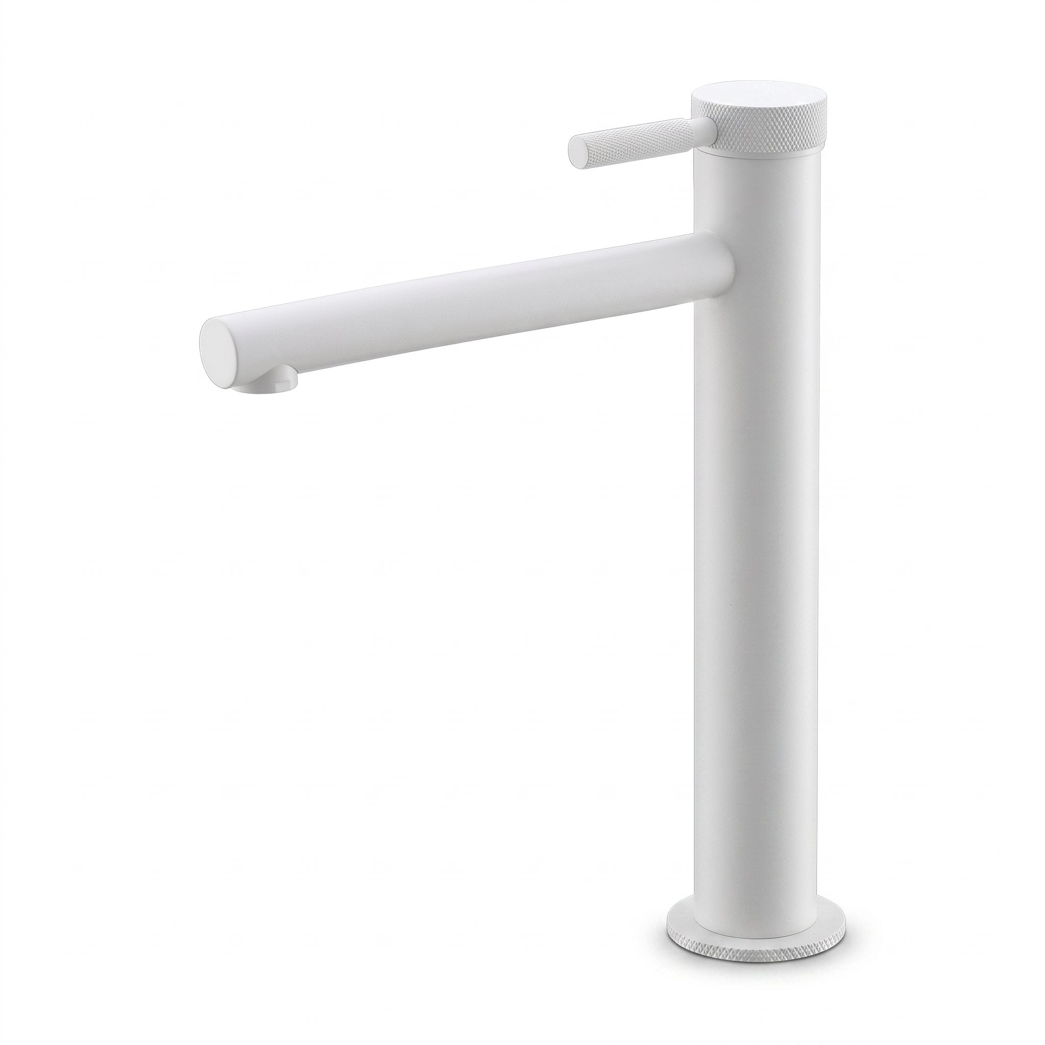Robinet lavabo Aura blanc mat modèle haut pour vasque, sur fond blanc