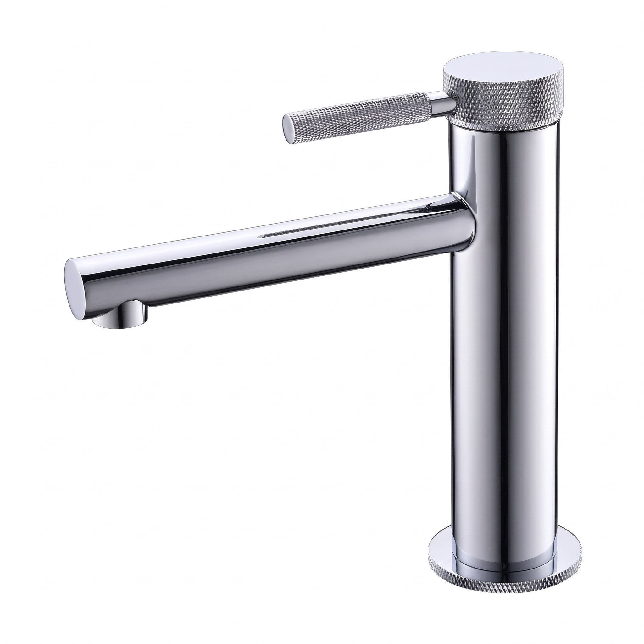 Robinet lavabo Aura chrome modèle court sur fond blanc