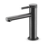 Robinet lavabo Aura gun metal modèle court sur fond blanc