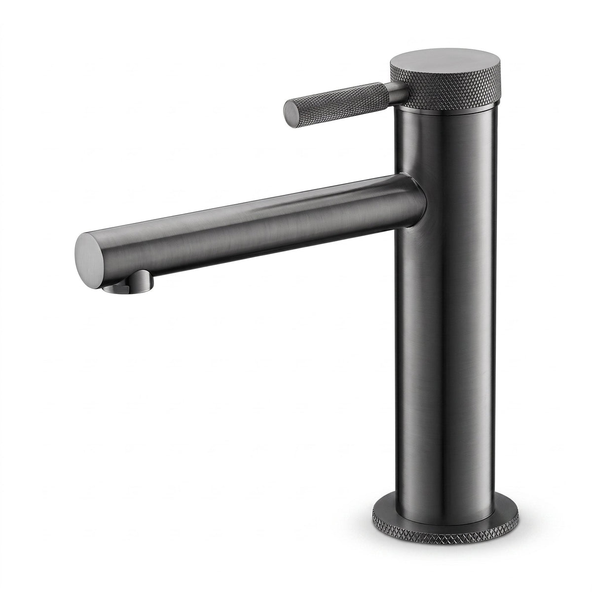 Robinet lavabo Aura gun metal modèle court sur fond blanc