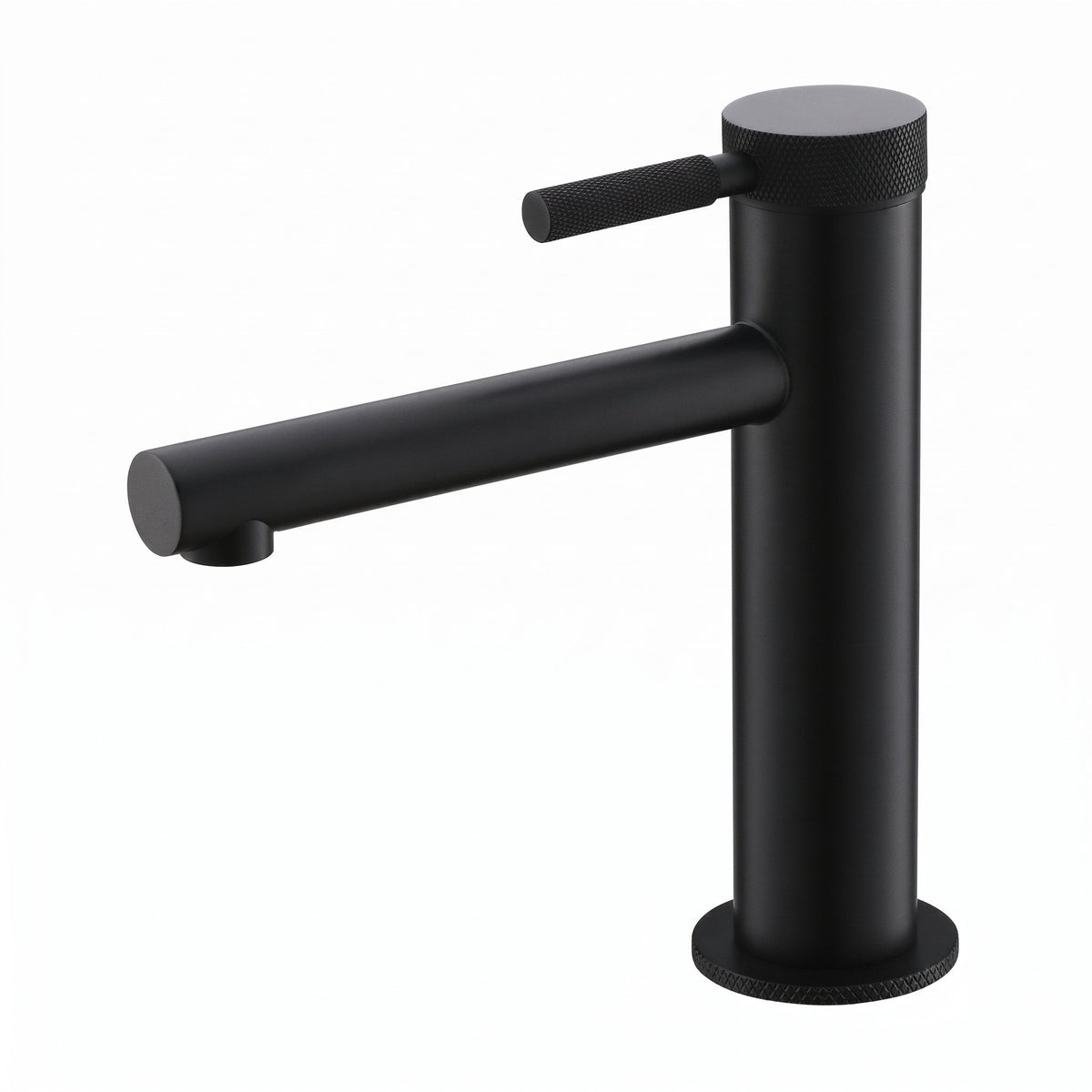 Robinet lavabo Aura noir mat modèle court sur fond blanc