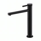 Robinet lavabo Aura noir mat modèle haut pour vasque, sur fond blanc
