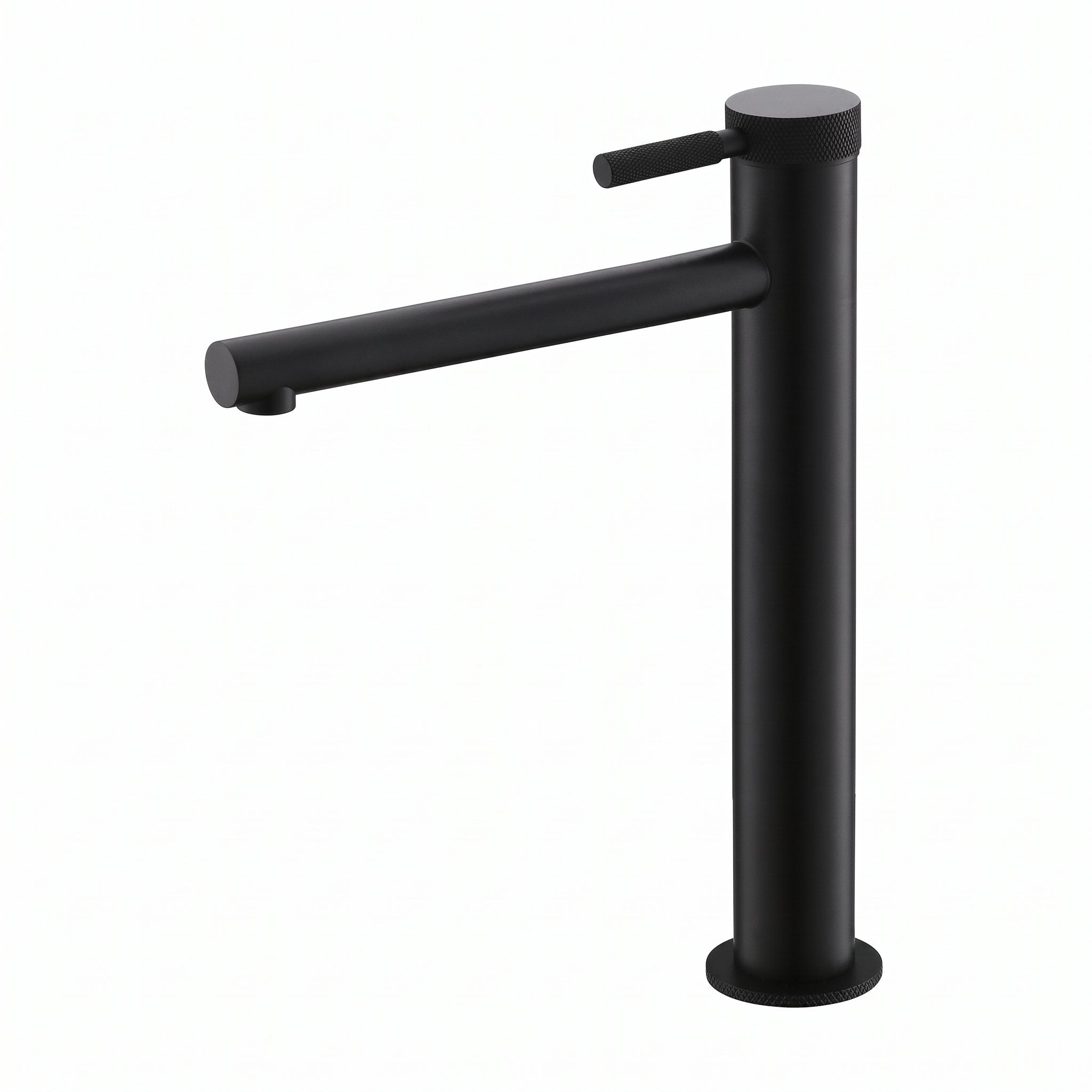 Robinet lavabo Aura noir mat modèle haut pour vasque, sur fond blanc