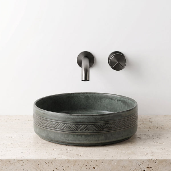Robinet Mural Auria Gun Metal Laiton — Mitigeur Encastrable Débit Réglable