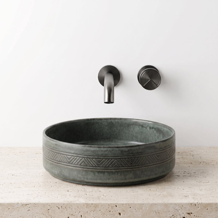 Robinet Mural Auria Gun Metal Laiton — Mitigeur Encastrable Débit Réglable