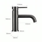 Schéma coté du robinet lavabo Dora Gun Metal modèle standard : hauteur 180 mm, bec 125 mm