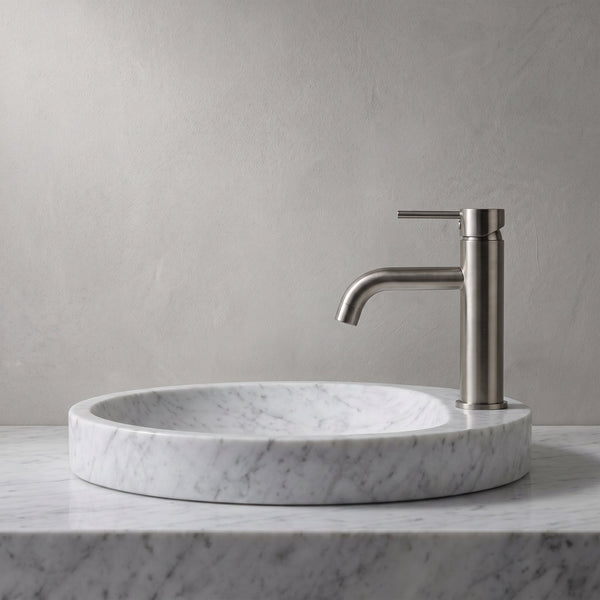 Robinet Lavabo Dora Nickel Brossé Laiton — Mitigeur Bec Courbé