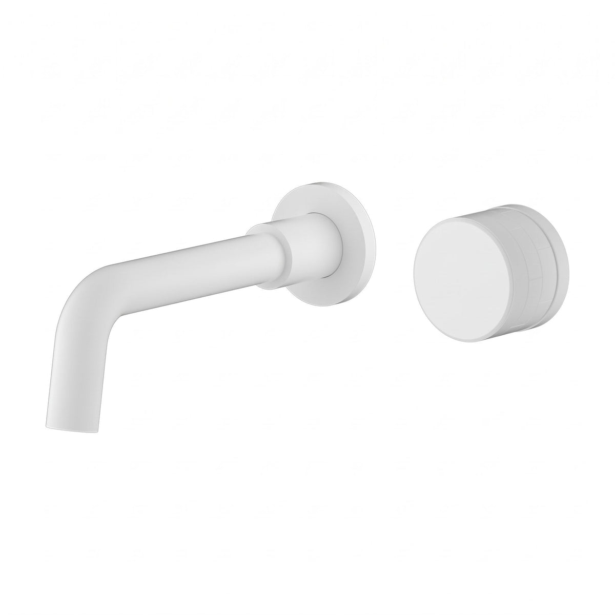 Robinet mural encastrable Linea blanc mat : bec et molette sur fond blanc
