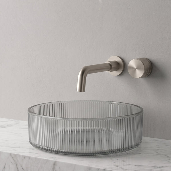 Robinet Mural Linea Nickel Brossé Laiton — Mitigeur Encastrable Minimaliste