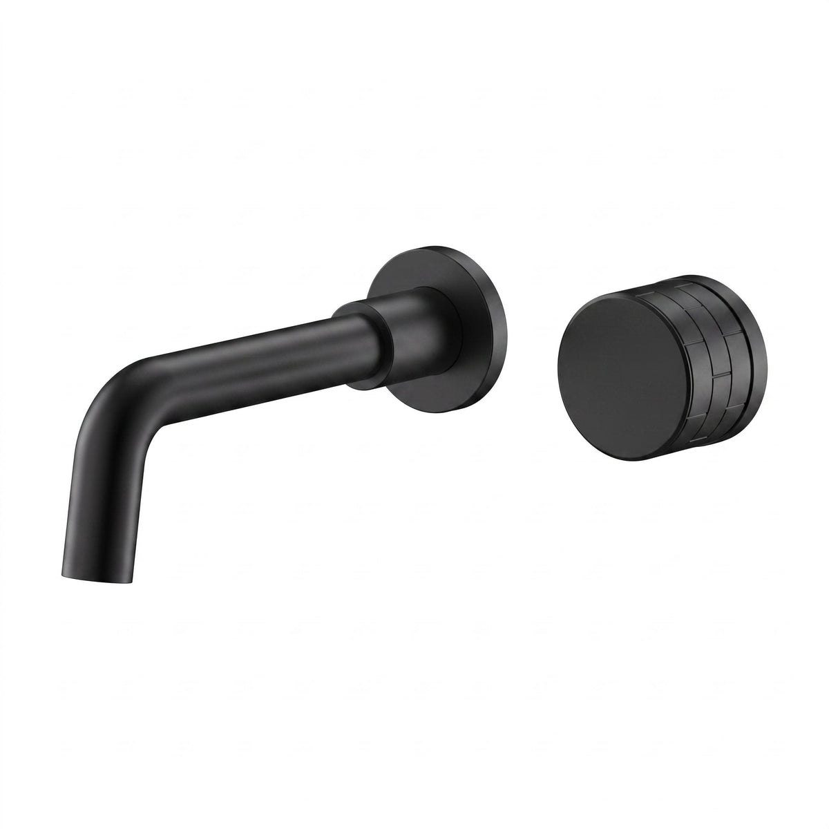 Robinet mural encastrable Linea noir mat : bec et molette sur fond blanc