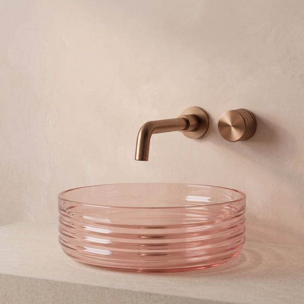 Robinet Mural Linea Or Rose Brossé Laiton — Mitigeur Encastrable Minimaliste