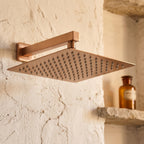 Colonne de Douche Encastrée Vael Or Rose Brossé Laiton — Pommeau Pluie 250×250 mm