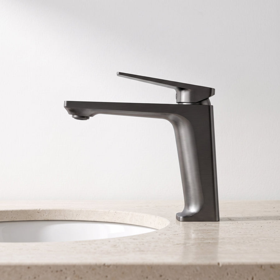 Robinet Lavabo Metra Gun Metal Laiton — Mitigeur Moderne Monotrou