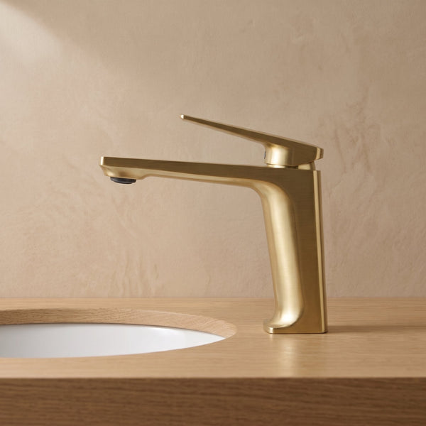 Robinet Lavabo Metra Or Brossé Laiton — Mitigeur Moderne Monotrou