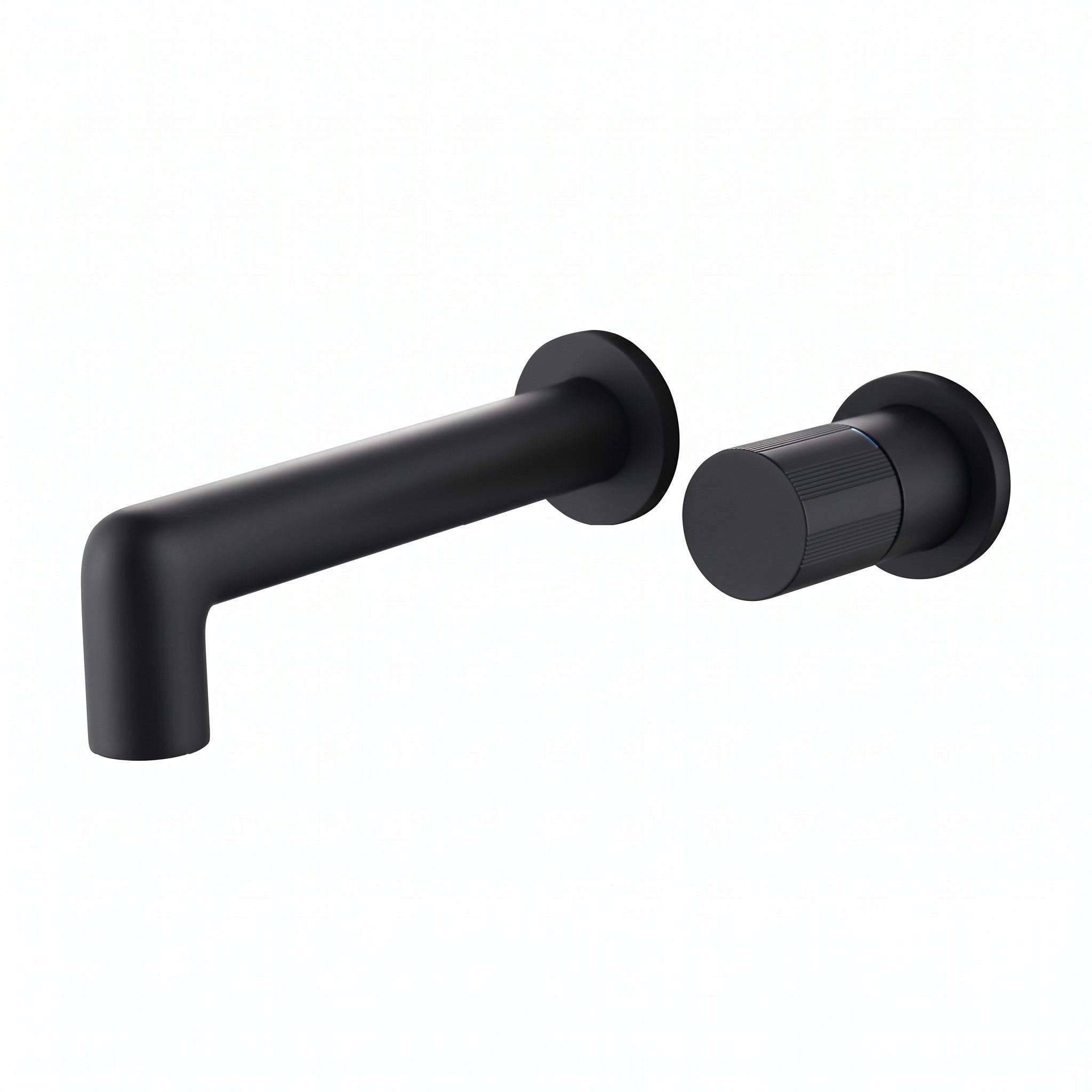 Robinet mural encastrable Muro noir mat : bec et molette sur fond blanc