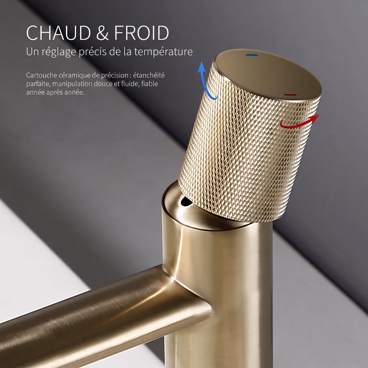 Cartouche céramique du robinet lavabo Runa : réglage précis du chaud et du froid