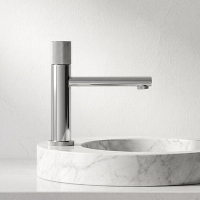 Robinet Lavabo Runa Chrome Laiton — Mitigeur Moleté Monotrou