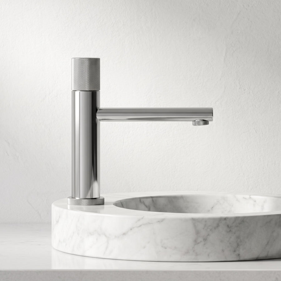 Robinet Lavabo Runa Chrome Laiton — Mitigeur Moleté Monotrou