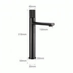 Schéma coté du robinet lavabo Runa 318 mm : hauteur 318 mm, bec 150 mm
