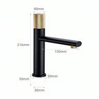 Schéma coté du robinet lavabo Runa 216 mm : hauteur 216 mm, bec 150 mm