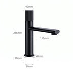 Schéma coté du robinet lavabo Runa 216 mm : hauteur 216 mm, bec 150 mm