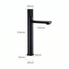 Schéma coté du robinet lavabo Runa 318 mm : hauteur 318 mm, bec 150 mm