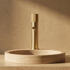 Robinet lavabo Runa or brossé 216 mm monté sur vasque, vue de face