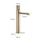 Schéma coté du robinet lavabo Runa 318 mm : hauteur 318 mm, bec 150 mm