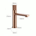 Schéma coté du robinet lavabo Runa 216 mm : hauteur 216 mm, bec 150 mm