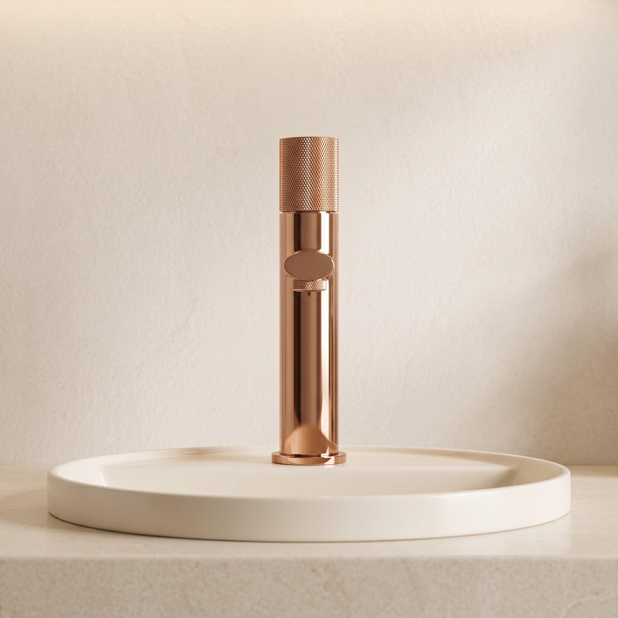 Robinet lavabo Runa or rose poli 216 mm monté sur vasque, vue de face