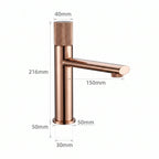 Schéma coté du robinet lavabo Runa 216 mm : hauteur 216 mm, bec 150 mm