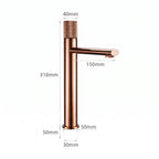 Schéma coté du robinet lavabo Runa 318 mm : hauteur 318 mm, bec 150 mm