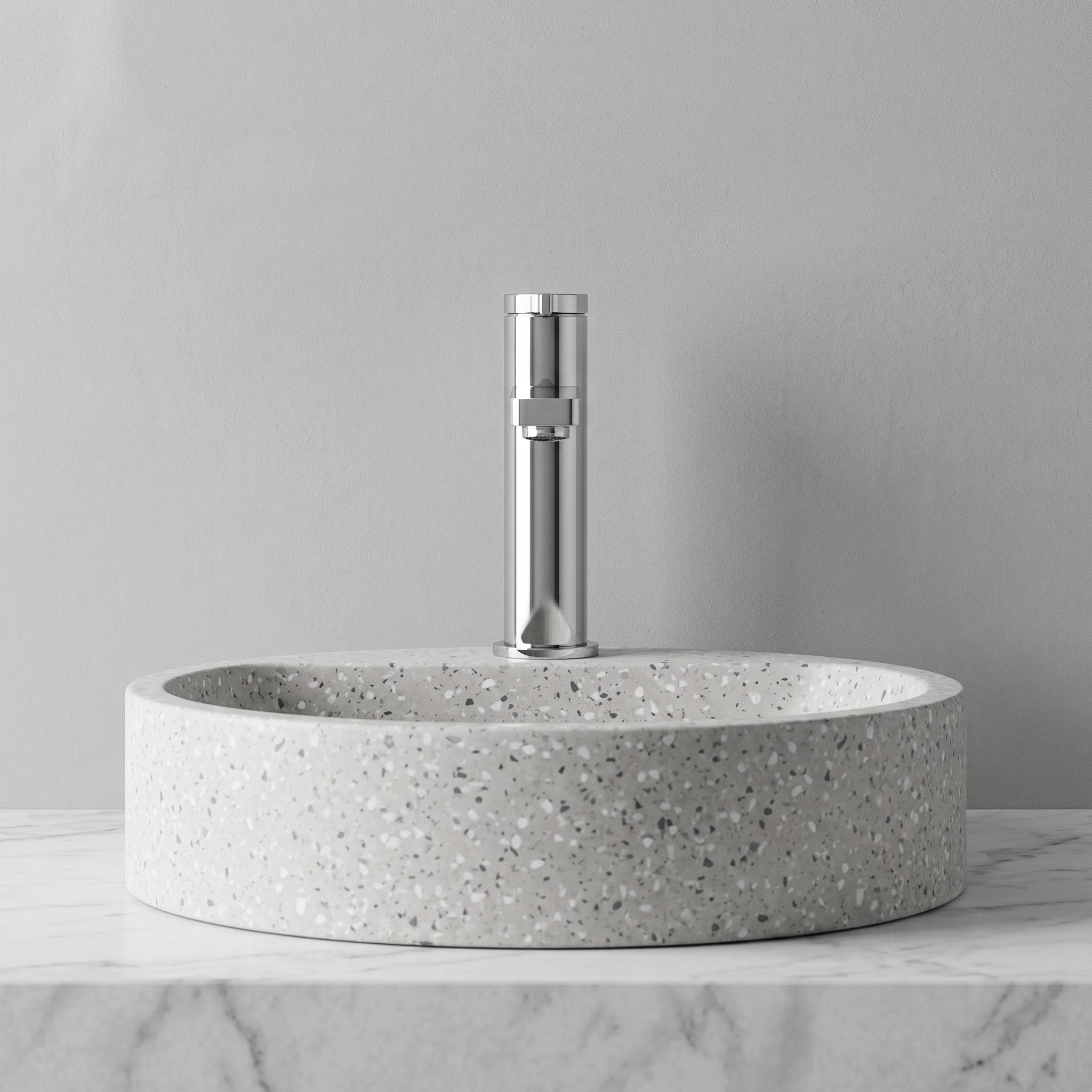 Robinet lavabo Solea chrome, vue rapprochée sur le corps moleté
