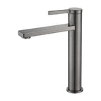 Robinet lavabo Solea gun metal modèle haut sur fond blanc