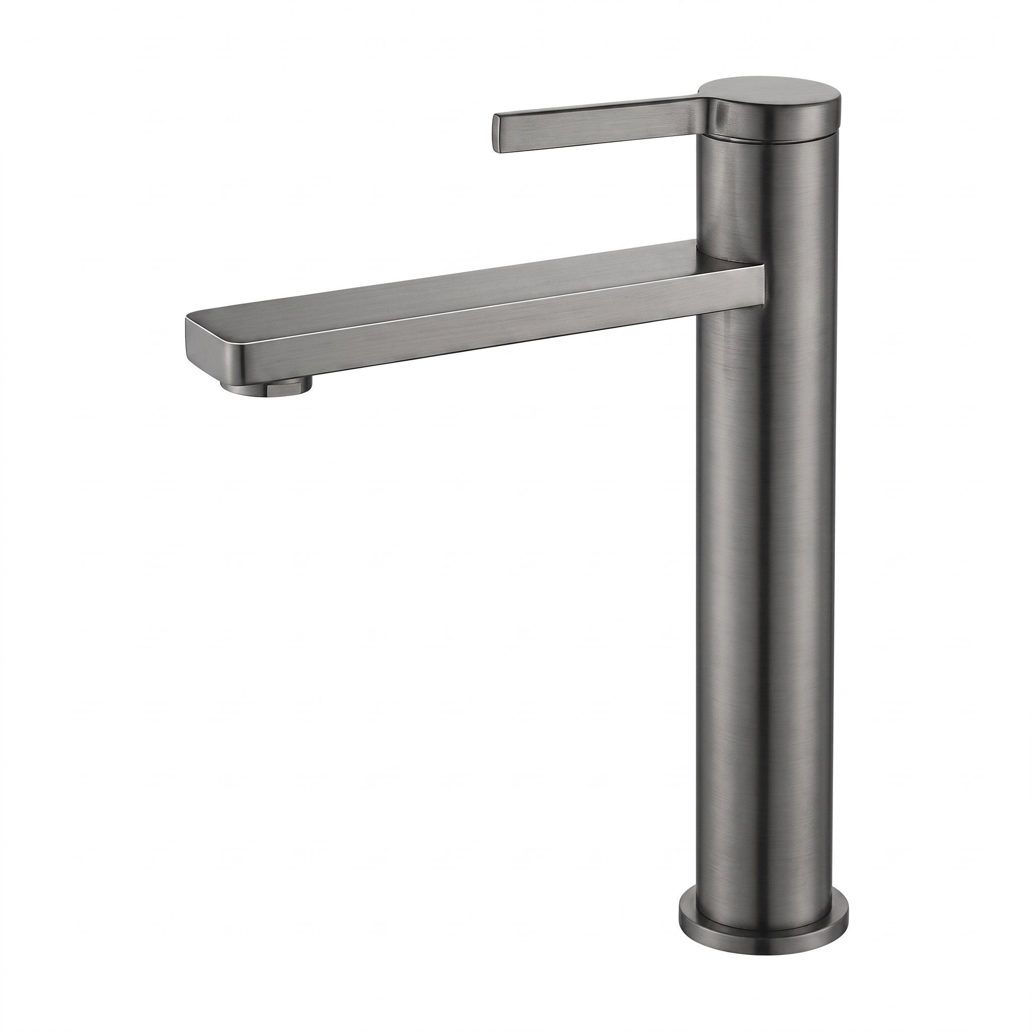 Robinet lavabo Solea gun metal modèle haut sur fond blanc