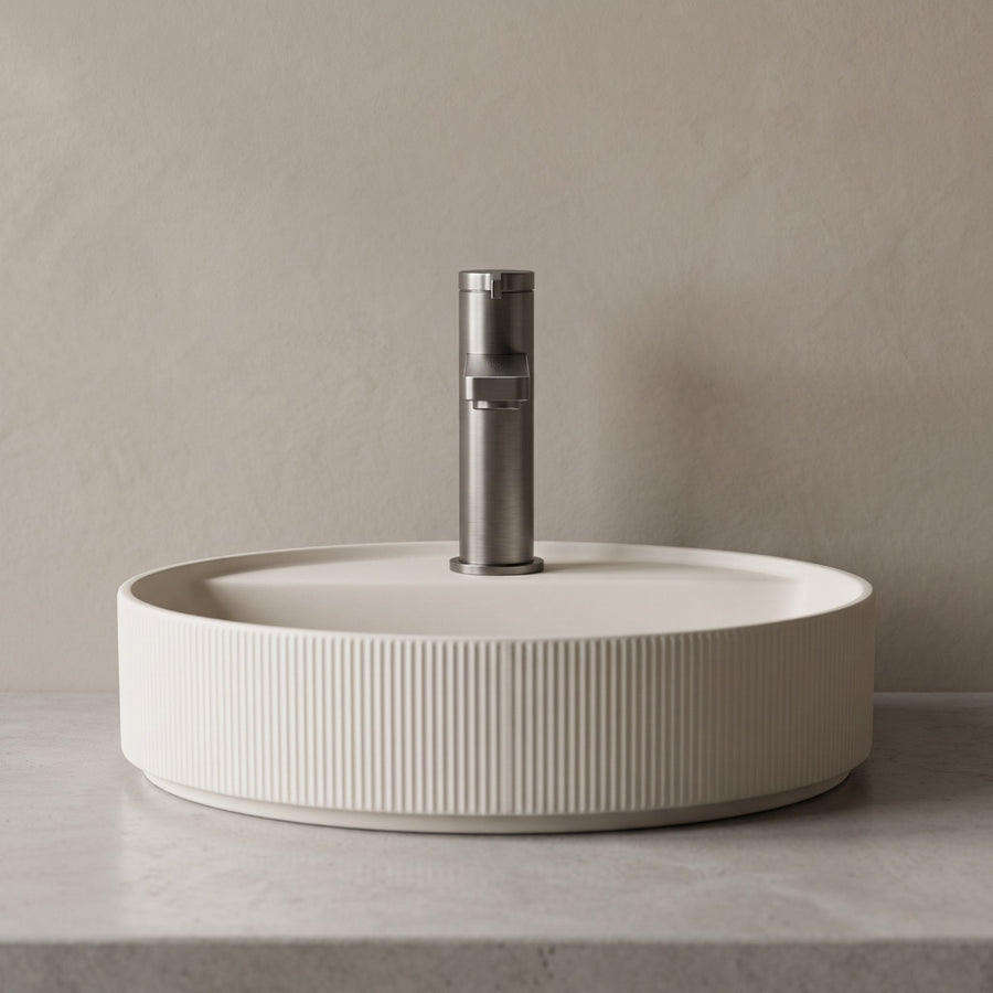 Robinet Lavabo Solea Gun Metal Laiton — Mitigeur Corps Moleté