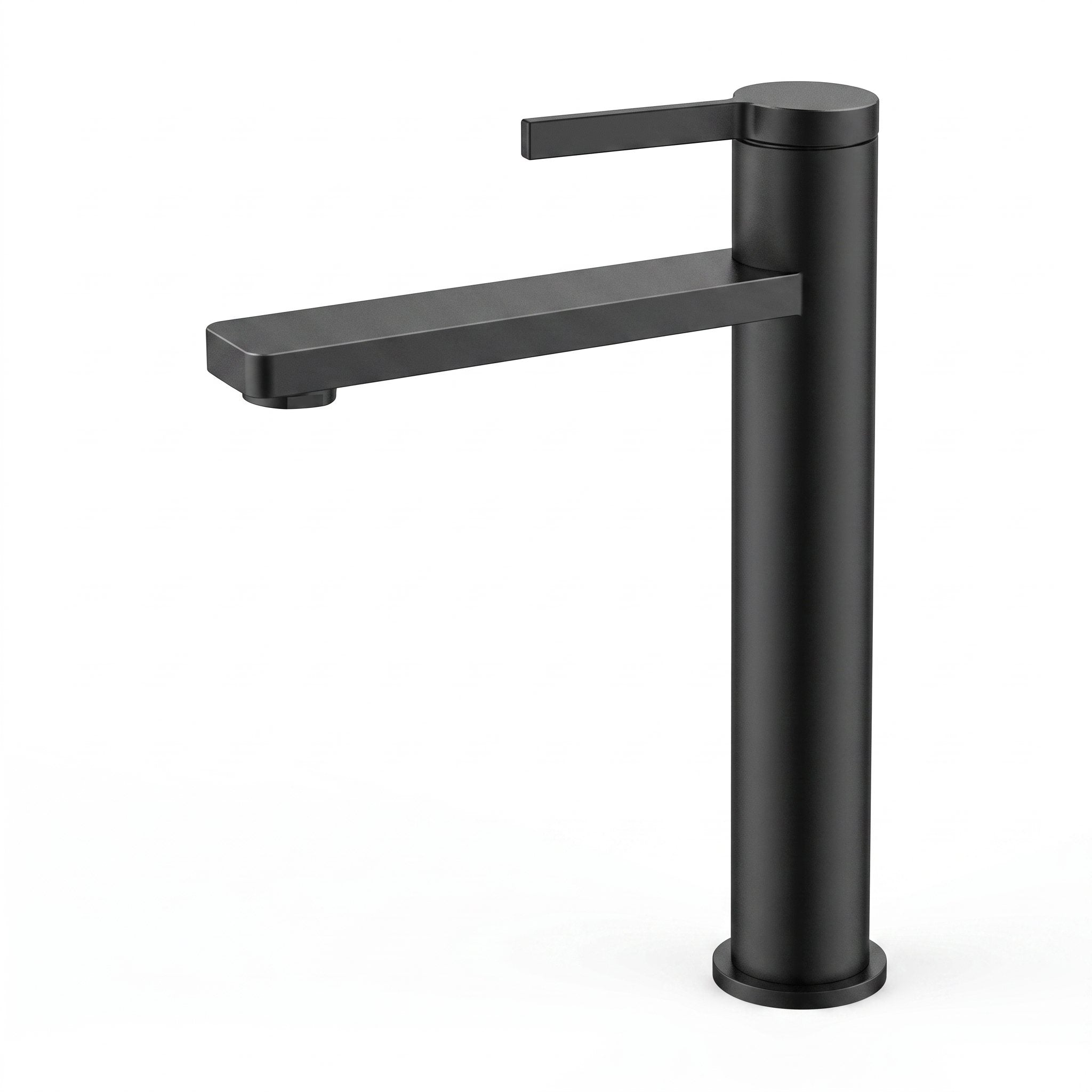 Robinet lavabo Solea noir mat modèle haut sur fond blanc