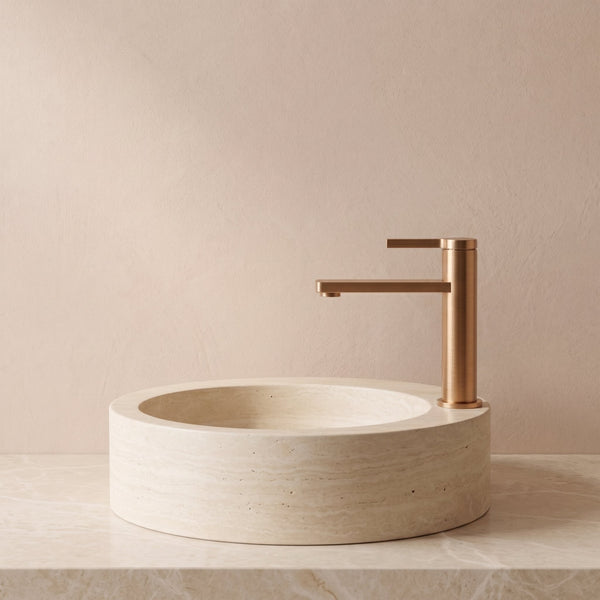 Robinet Lavabo Solea Or Titane Laiton — Mitigeur Corps Moleté