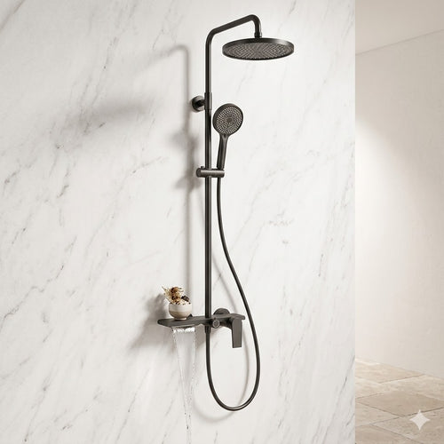 Colonne de Douche 3 Voies Or/Noir Brossé