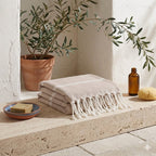 Serviette de Douche à Rayures Frangée