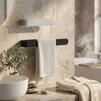 Porte-serviette mural sans perçage en acier inoxydable | Barre simple adhésive