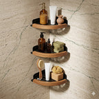 Étagère d’Angle Murale Salle de Bain Bois
