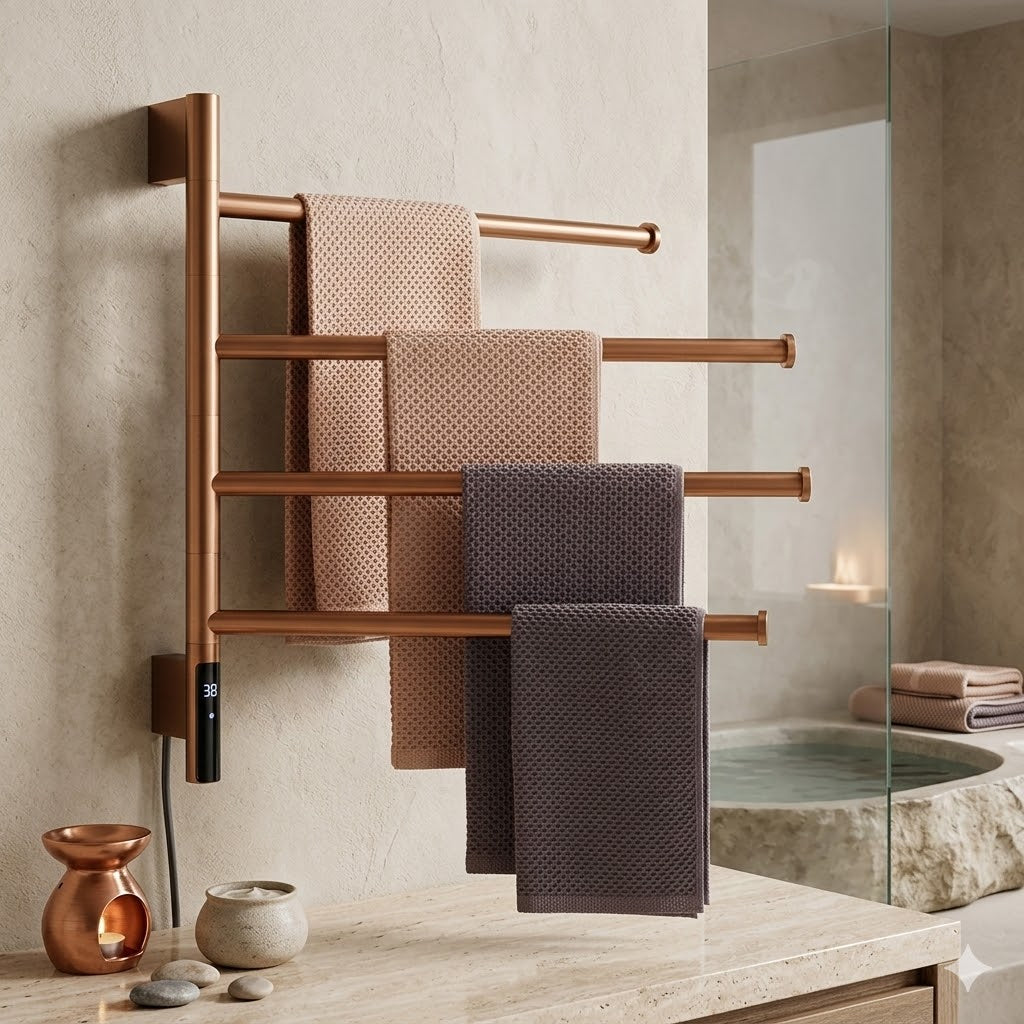 Sèche-Serviette Électrique Pivotant 180° en Acier Inoxydable