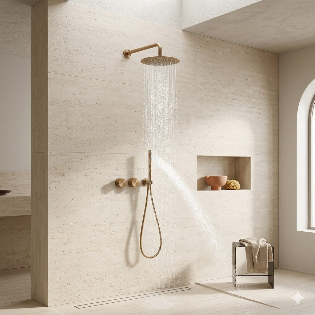 Colonne de Douche Encastrée Minimaliste en Laiton