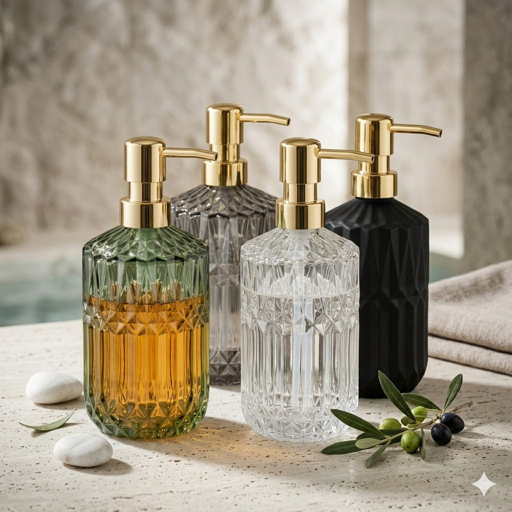 Distributeur de Savon Verre Texturé – 4 Coloris